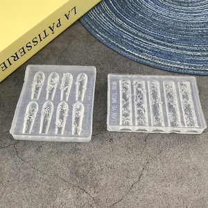 3D transparent silicone nail molds with intricate vine and flower patterns for manicure art