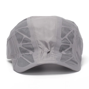 Detailed view of the dark grey quick-dry baseball cap with breathable mesh side panels