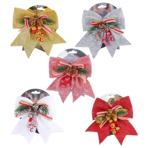 Christmas bow set with pine cones and glitter in red gold silver white and pink