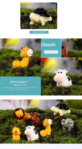 Miniature resin animal figurines featuring lions and elephants for garden landscape decor