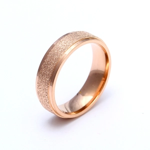 Macro detail of rose gold ring showing matte center finish and polished edges