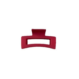 Matte dark red large square hair claw clip for thick hair with frosted finish