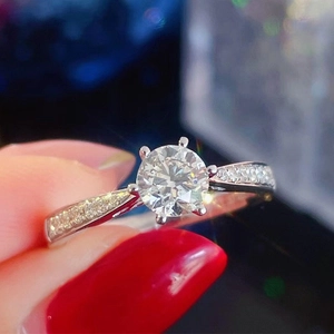 Round Cubic Zirconia Engagement Ring Prong Setting Micro Pave Copper Wedding Promise Classic Elegant Jewelry For Women