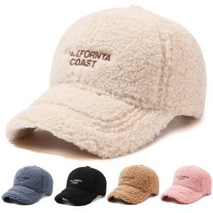 Lambswolle Baseballkappe California Coast Stickerei Winter Warm Teddy Fleece Verstellbare Mütze Für Damen Herren