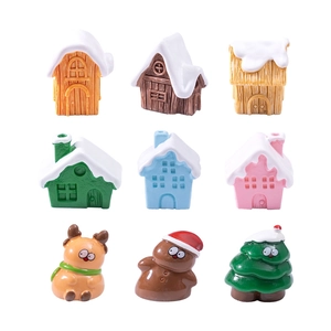 Creative Christmas miniature set with DIY snow cabins, reindeer and resin gingerbread men