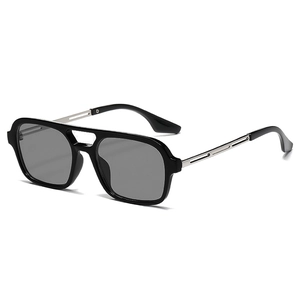 Retro Double Bridge Square Sunglasses Vintage Metal Temple PC Frame UV400 Protection Fashion Outdoor Driving Eyewear Unisex
