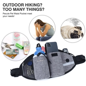 Outdoor pet waist bag with multiple compartments for bottles and phones during running