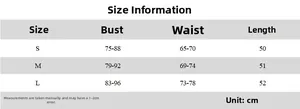 Size chart table with bust, waist and length measurements in cm for slim fit tank top