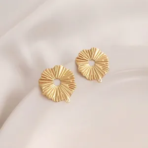 14K gold filled lotus leaf textured earring charms for DIY pearl jewelry making