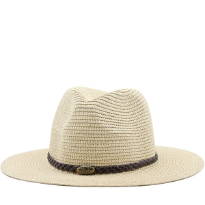 Fedora Straw Hat Summer Wide Brim Sun Protection Breathable Beach Outdoor Retro Western Style With Metal Bull Buckle Unisex