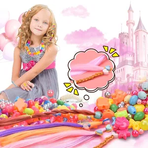 DIY beads and colorful hair extensions jewelry set for girls hair braiding kit