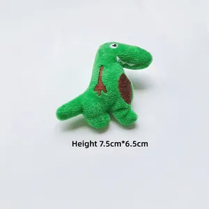 Cute green dinosaur plush brooch accessory, 7.5cm tall mini T-Rex doll for bags