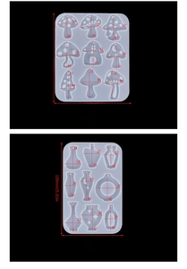 Detailed size measurement of mushroom and vase silicone molds for DIY resin earrings
