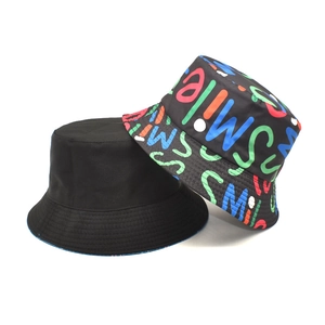 Unisex Reversible Hip Hop Bucket Hat Colorful SMILE Graffiti Print Polyester Foldable Sun Protection Streetwear Basin Cap