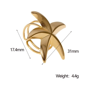 Detailed dimensions of the gold starfish ring with measurements and weight specifications