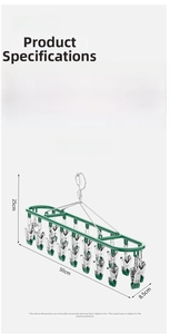 Detail of multi-functional stainless steel drying rack with 20 non-slip PVC coated clips