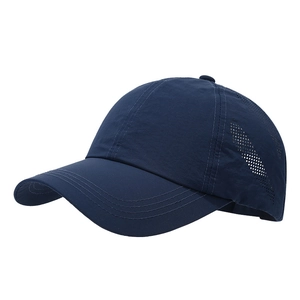 Navy blue minimalist baseball cap with laser-cut ventilation and curved brim