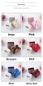 Square jewelry boxes with ribbon bows in six colors featuring sponge ring inserts