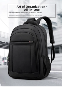 Ergonomic breathable mesh shoulder straps on large capacity black business backpack