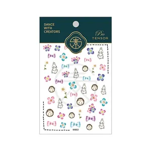 Japanese style 5D cartoon nail stickers featuring rabbits and floral patterns KX053