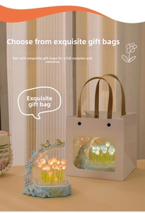 DIY tulip and bird night light handicraft with decorative transparent gift bag