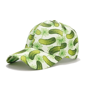 Casquette de baseball blanche avec motif de cornichons créatif et visière courbée chic