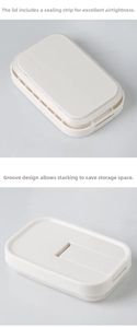 Detail of white airtight lid with silicone seal and grooved design for stable stacking