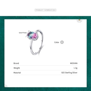 Elegant S925 sterling silver oval ring with watermelon tourmaline gradient stone