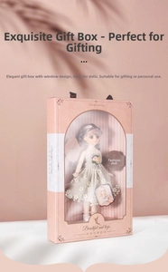 Exquisite fashion doll set in pink floral dress with elegant gift box packaging