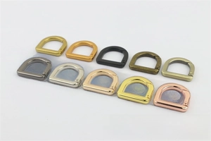 Detail showing 10 colors of 20mm D-ring spring clips for handbags and leather craft