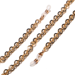 Minimalist gold metal thick round chain glasses strap with clear silicone loops