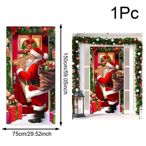 Detailed view of Santa Claus porch banner dimensions 150x75cm for outdoor Christmas decor