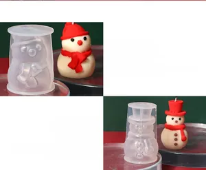 Stampo in silicone a forma di pupazzo di neve per candele profumate e gesso fai da te