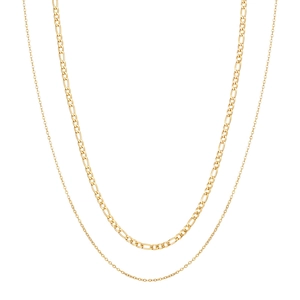 Minimalist Stainless Steel Double Layer Necklace For Women Figaro Link Chain Gold Silver Adjustable Choker Necklace Trendy Jewelry For Daily Dating