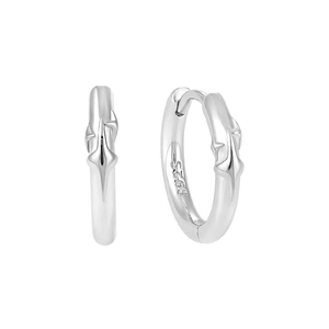 Minimalist S925 sterling silver hoop earrings with star relief in polished silver