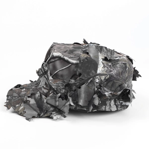 Detail of 3D laser-cut camouflage leaves on a flat top tactical sniper military hat