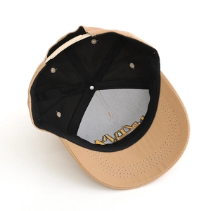 Kids flat brim baseball hat with cartoon excavator embroidery and adjustable back strap