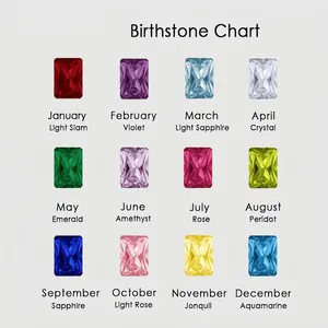 Guide des pendentifs 12 mois pierre de naissance en zircon rectangle dorés et géométriques
