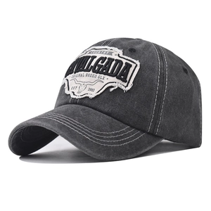 Vintage Washed Cotton Baseball Cap Bull Head Embroidery Patch Distressed Cowboy Dad Hat American Western Style Unisex