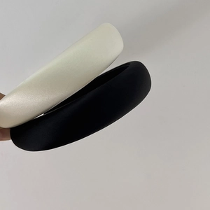 French style padded sponge headbands in cream and black smooth fabric for volume