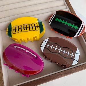 Pince À Cheveux En Forme De Ballon De Rugby Acrylique Coloré Style Sportif Nouveauté Pour Femmes Filles Étudiantes