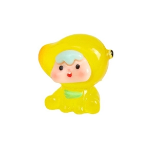 Luminous resin mini fruit figure in yellow lemon costume, cute desktop decoration
