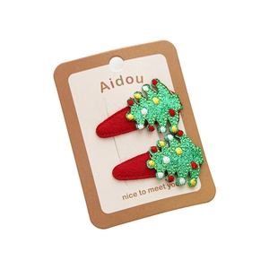 Cute Christmas reindeer and snowflake hair clips set for women with festive embroidery