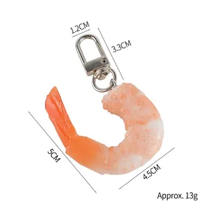 Realistisch Simulatie Garnaal Model PVC Gekookte Garnaal Sleutelhanger Grappige Voedsel Fotografie Requisite Tas Hanger Decor