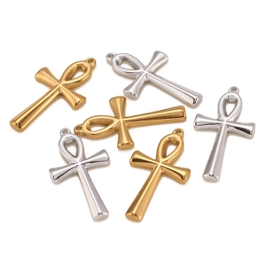 Polished Ankh cross pendants in gold and silver finish for DIY jewelry necklaces