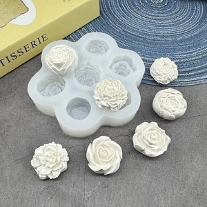 7-cavity rose peony silicone mold for cake decorating and handmade soap making