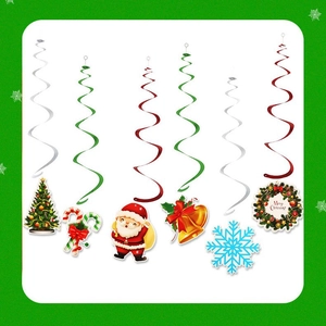 Lot de décorations spirales de Noël avec Père Noël, sapin et cloches pour les fêtes