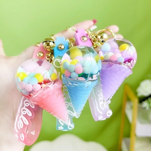 Luminous acrylic ice cream keychain set in pink blue and purple colors with bell