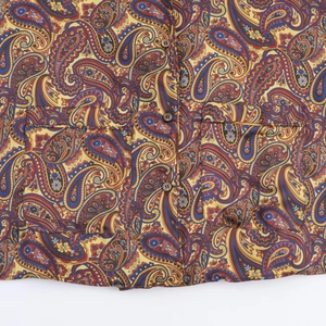 Detail of vintage paisley print shirt with button closure and symmetrical double pockets