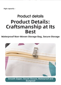 Macro detail of smooth metal zipper and waterproof fabric on non-woven storage bag